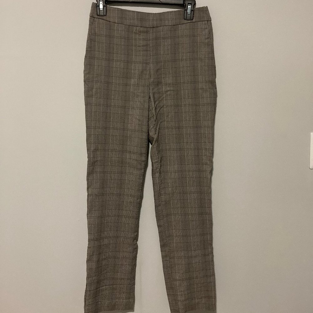 Hilary Radley Ladies' Pull-On Cream and Striped Black Patterned Pants with Pocke